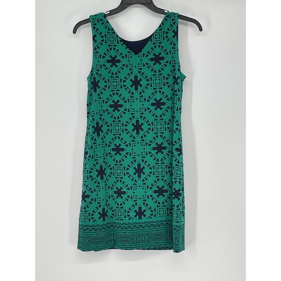 Magnolia Grace Reversible Petite Medium Midi Kelly Green Navy Dress Contemporary - Picture 1 of 7